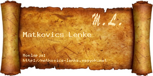 Matkovics Lenke névjegykártya